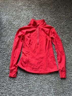 Lululemon Quilted Half Zip Pullover Jacket Coral Pink Red Size 10